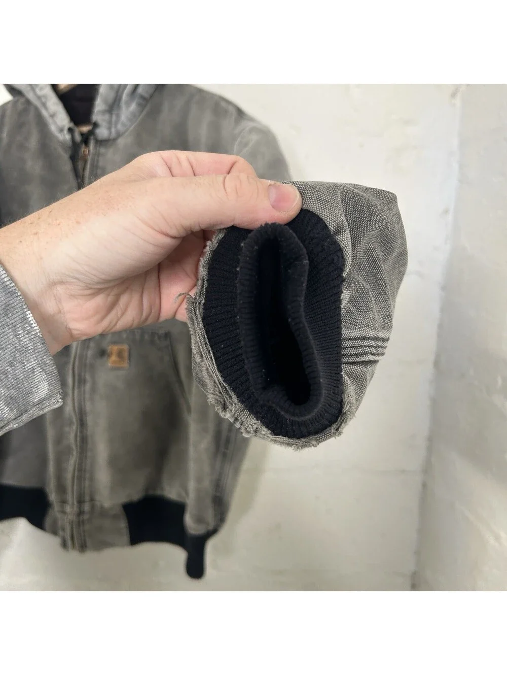 Vintage Faded Carhartt Quilted Hooded Active Jacket “Black”